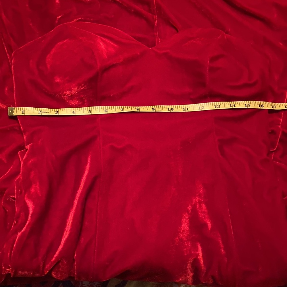 Hebeos| Sweetheart A-Long Red Mermaid Velvet Prom Dress| Sz M - Picture 8 of 15